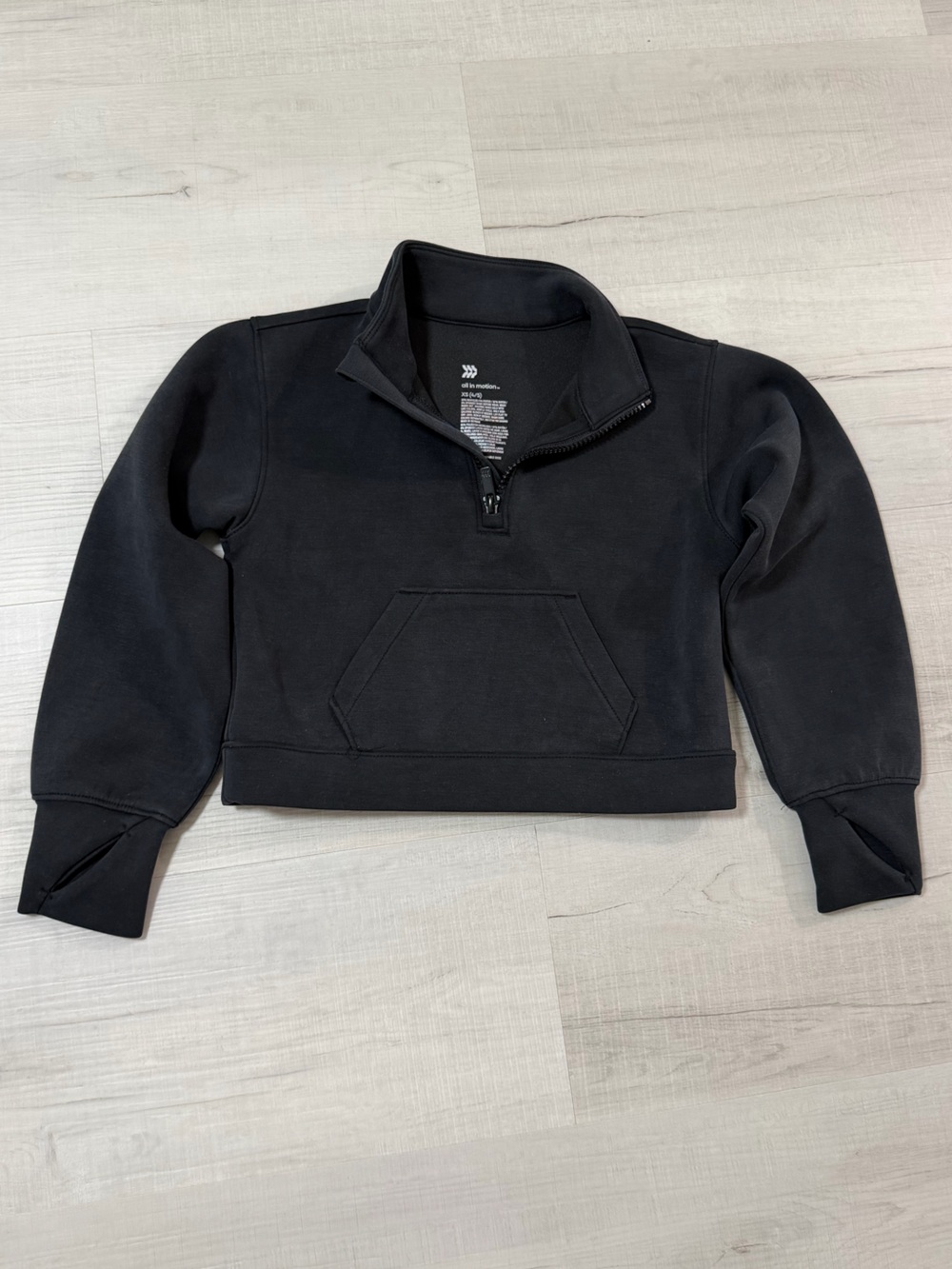 all in motion Girls Black Quarter-Zip Pullover Shirt Jacket Size XS 4/5